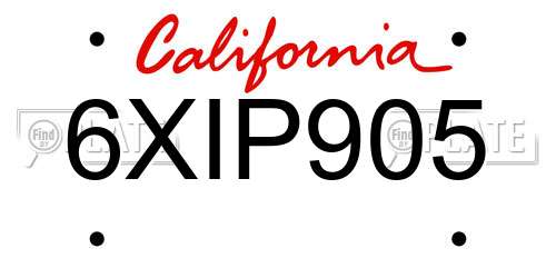 6XIP905 California License Plate