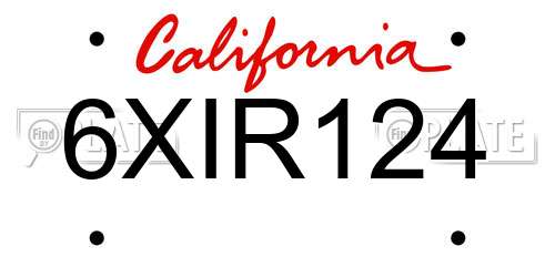 6XIR124 California License Plate