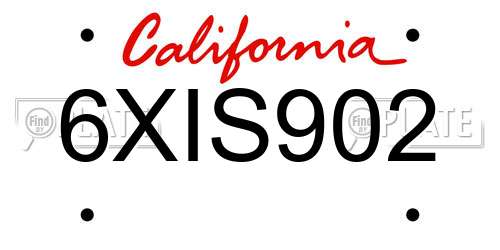 6XIS902 California License Plate