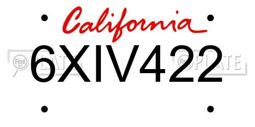 6XIV422 California License Plate