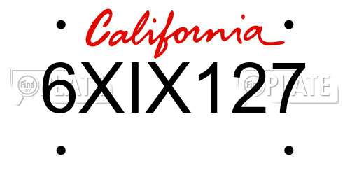 6XIX127 California License Plate