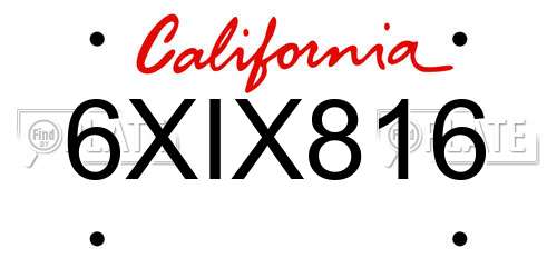 6XIX816 California License Plate