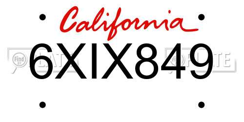 6XIX849 California License Plate