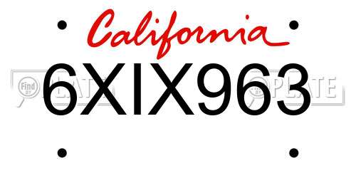 6XIX963 California License Plate
