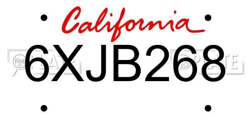 6XJB268 California License Plate