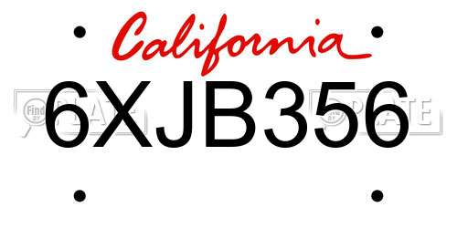 6XJB356 California License Plate
