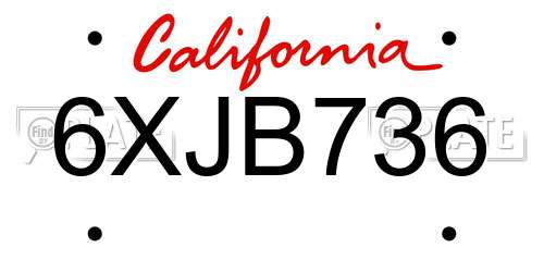 6XJB736 California License Plate