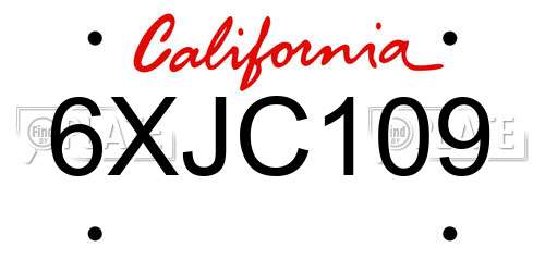 6XJC109 California License Plate