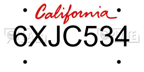 6XJC534 California License Plate