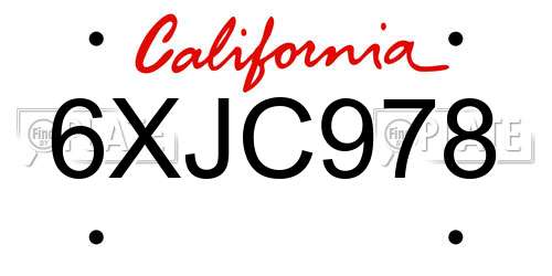 6XJC978 California License Plate