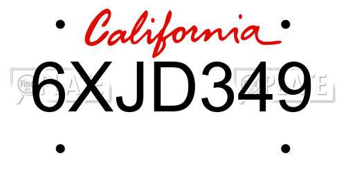6XJD349 California License Plate