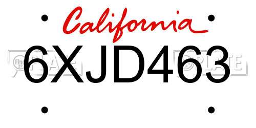 6XJD463 California License Plate