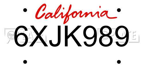 6XJK989 California License Plate