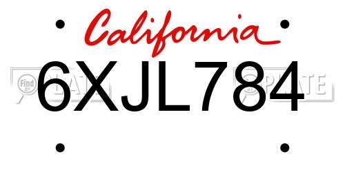 6XJL784 California License Plate