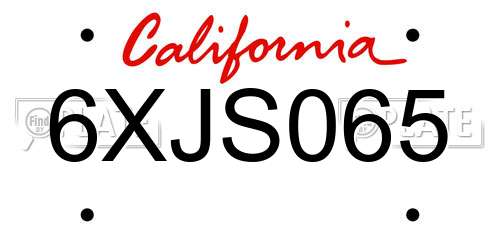 6XJS065 California License Plate