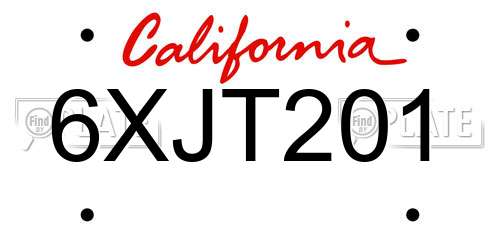 6XJT201 California License Plate