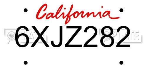 6XJZ282 California License Plate