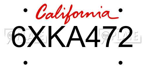 6XKA472 California License Plate