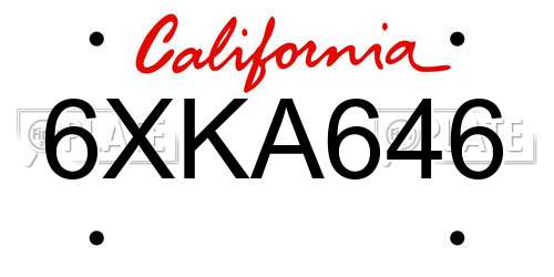 6XKA646 California License Plate