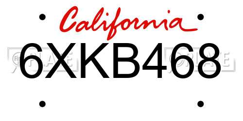 6XKB468 California License Plate