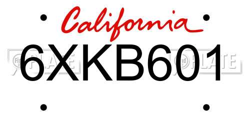 6XKB601 California License Plate