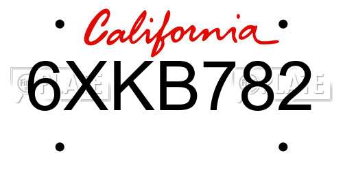6XKB782 California License Plate