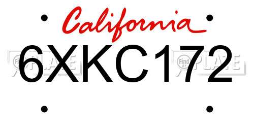 6XKC172 California License Plate