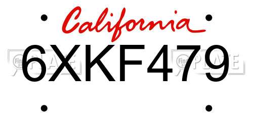 6XKF479 California License Plate