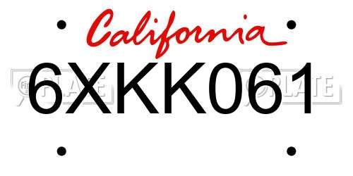6XKK061 California License Plate