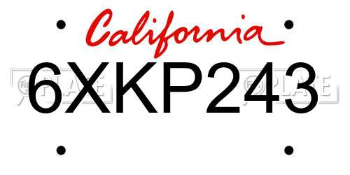 6XKP243 California License Plate