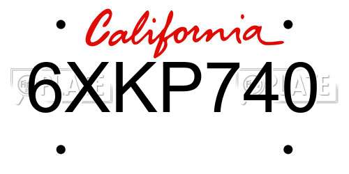 6XKP740 California License Plate