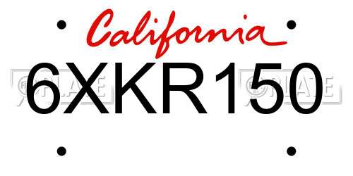 6XKR150 California License Plate