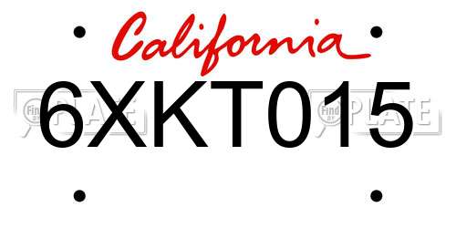 6XKT015 California License Plate