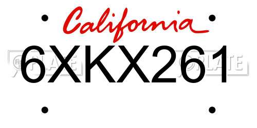 6XKX261 California License Plate