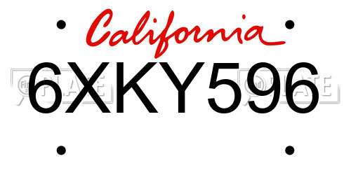 6XKY596 California License Plate