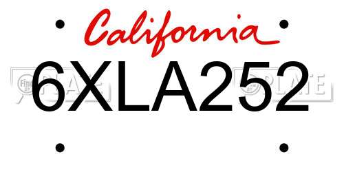 6XLA252 California License Plate