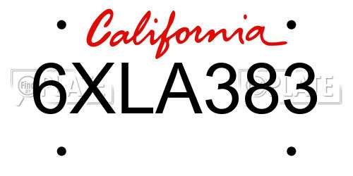 6XLA383 California License Plate