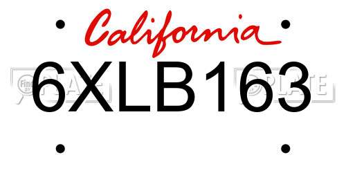 6XLB163 California License Plate