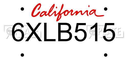 6XLB515 California License Plate