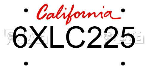6XLC225 California License Plate