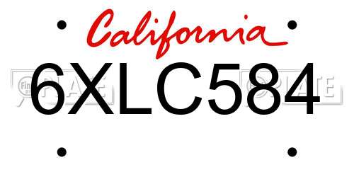 6XLC584 California License Plate