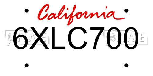 6XLC700 California License Plate