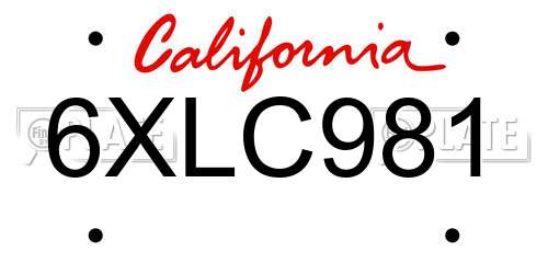 6XLC981 California License Plate