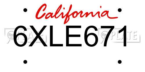 6XLE671 California License Plate
