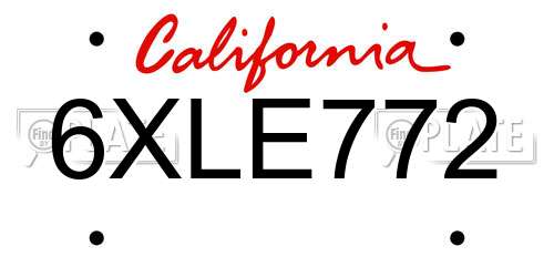6XLE772 California License Plate