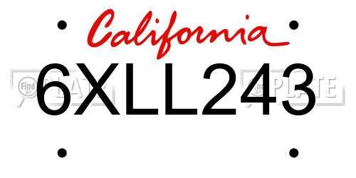 6XLL243 California License Plate
