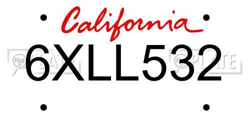 6XLL532 California License Plate