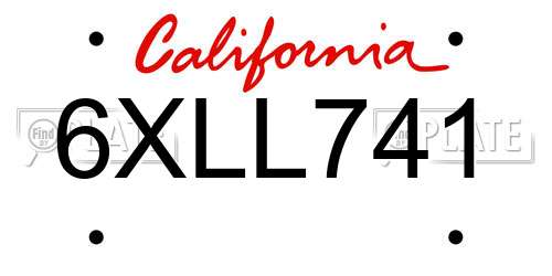 6XLL741 California License Plate