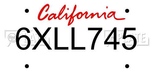 6XLL745 California License Plate