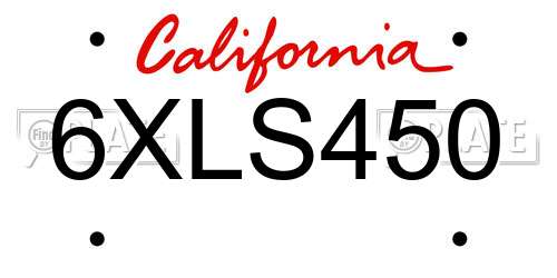 6XLS450 California License Plate
